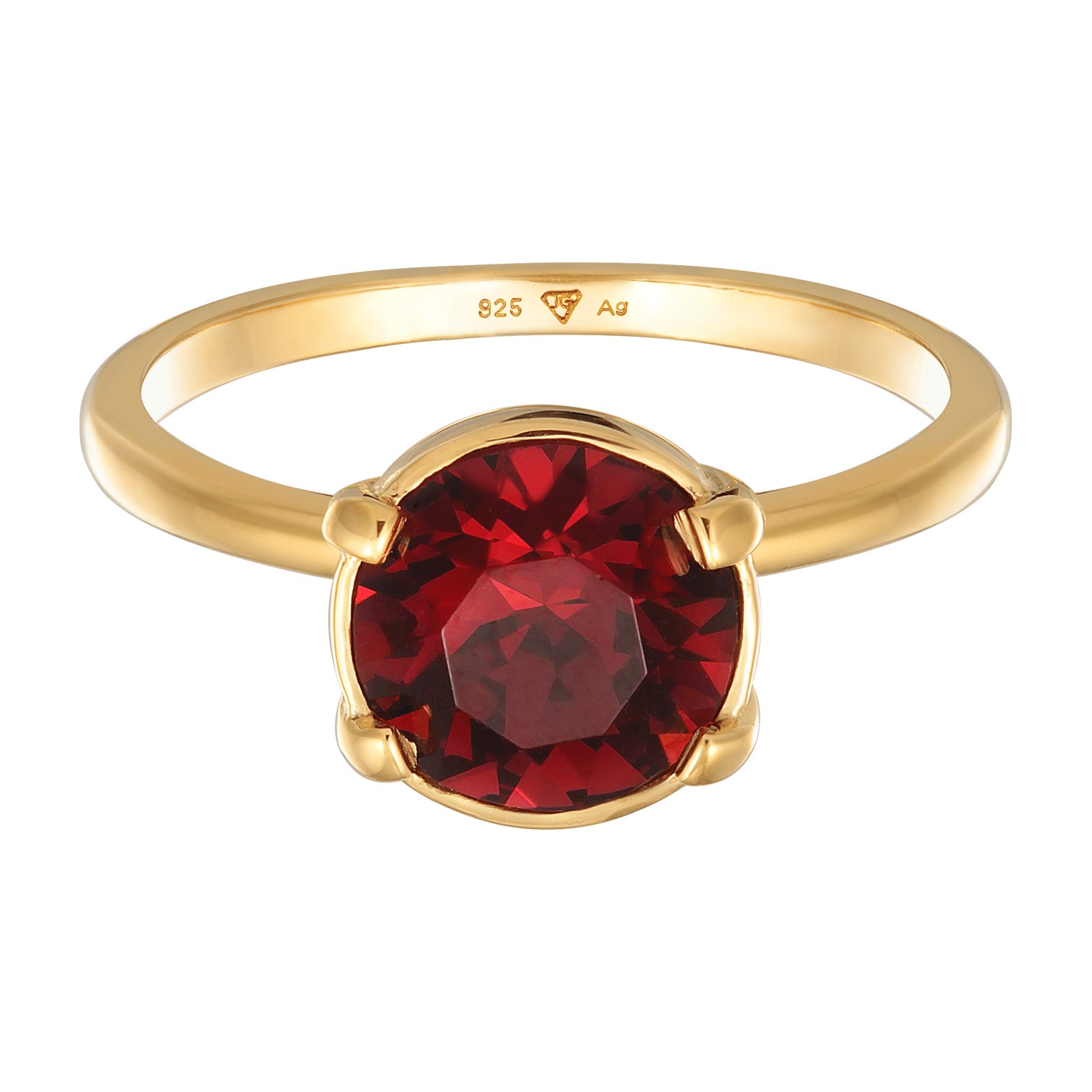 Red Cincin Perhiasan Perak 925 Wanita Dark Red Crystal Gold Plated
