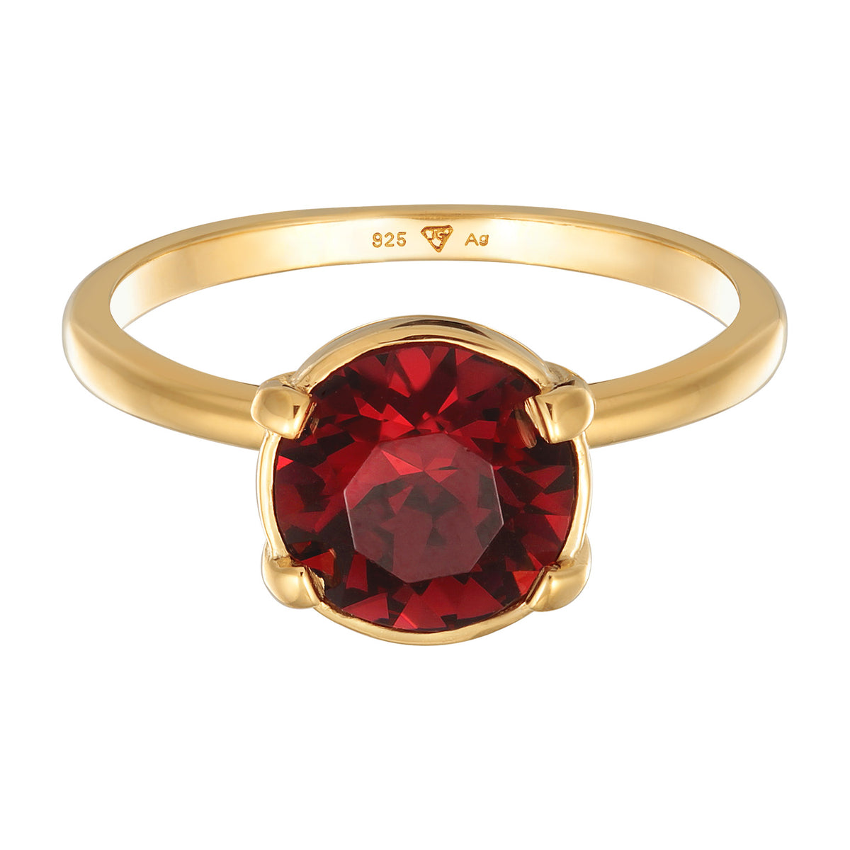 Red - Elli | Ring Solitaire Crystals Black 925 Sterling Silver Rosegold Plated