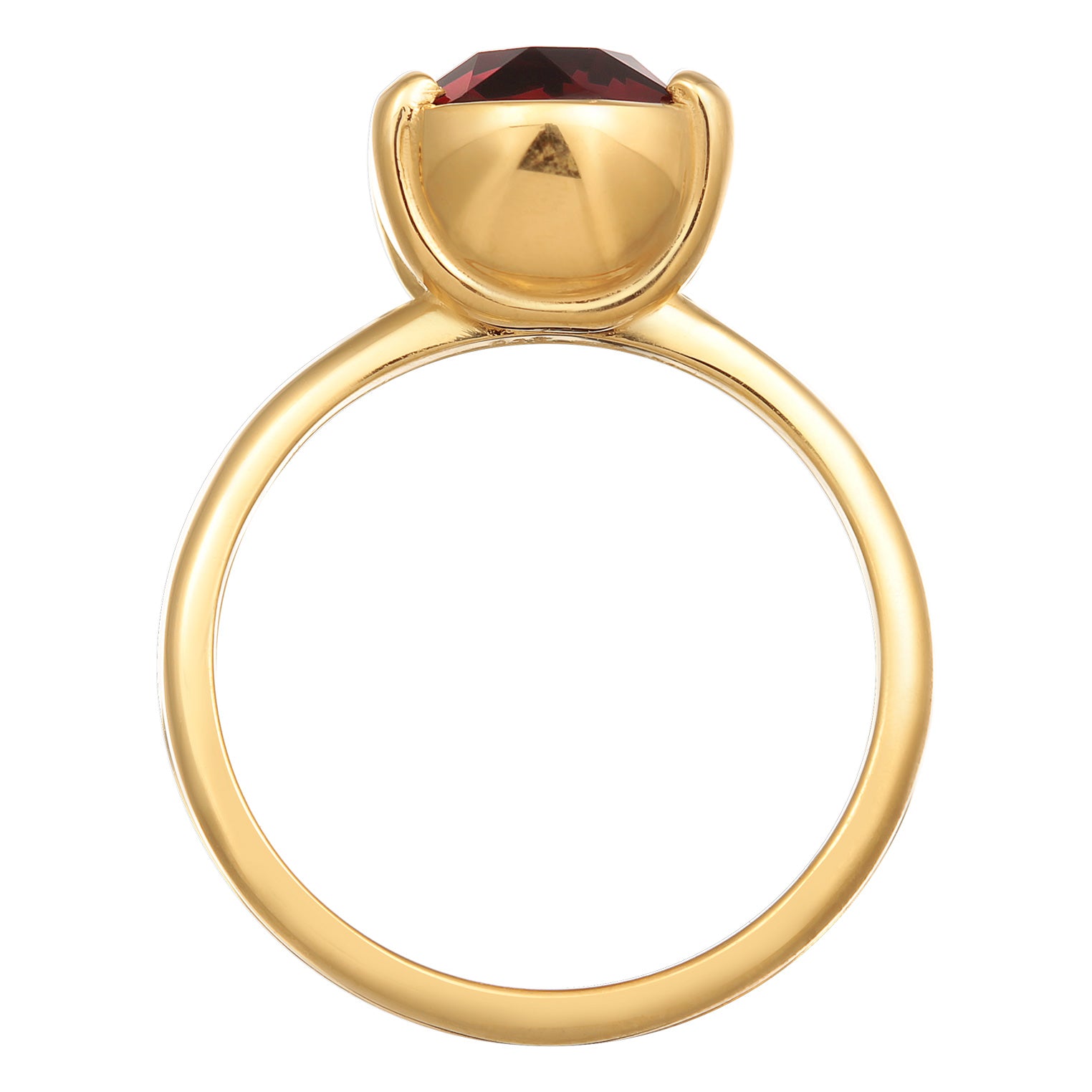 Red Cincin Perhiasan Perak 925 Wanita Dark Red Crystal Gold Plated