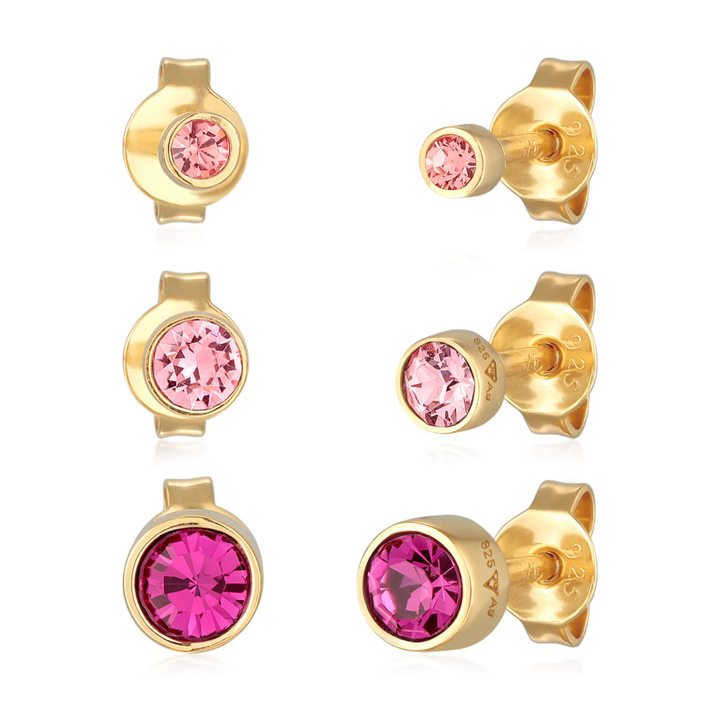 Anting perak 925 lapis emas dengan kristal set elegan Elli Jewelry
