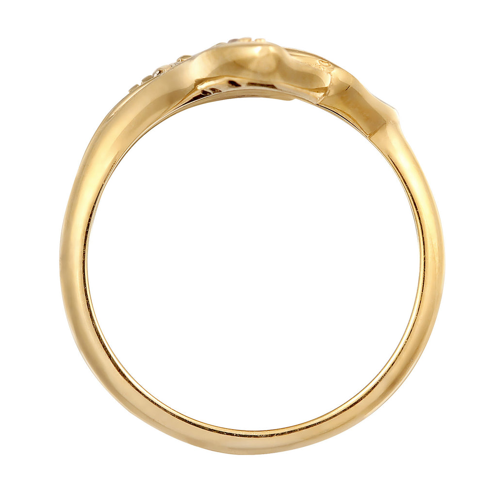 Gold Cincin Perhiasan Perak 925 Wanita Statement Leaves Design Zirconia Gold Plated