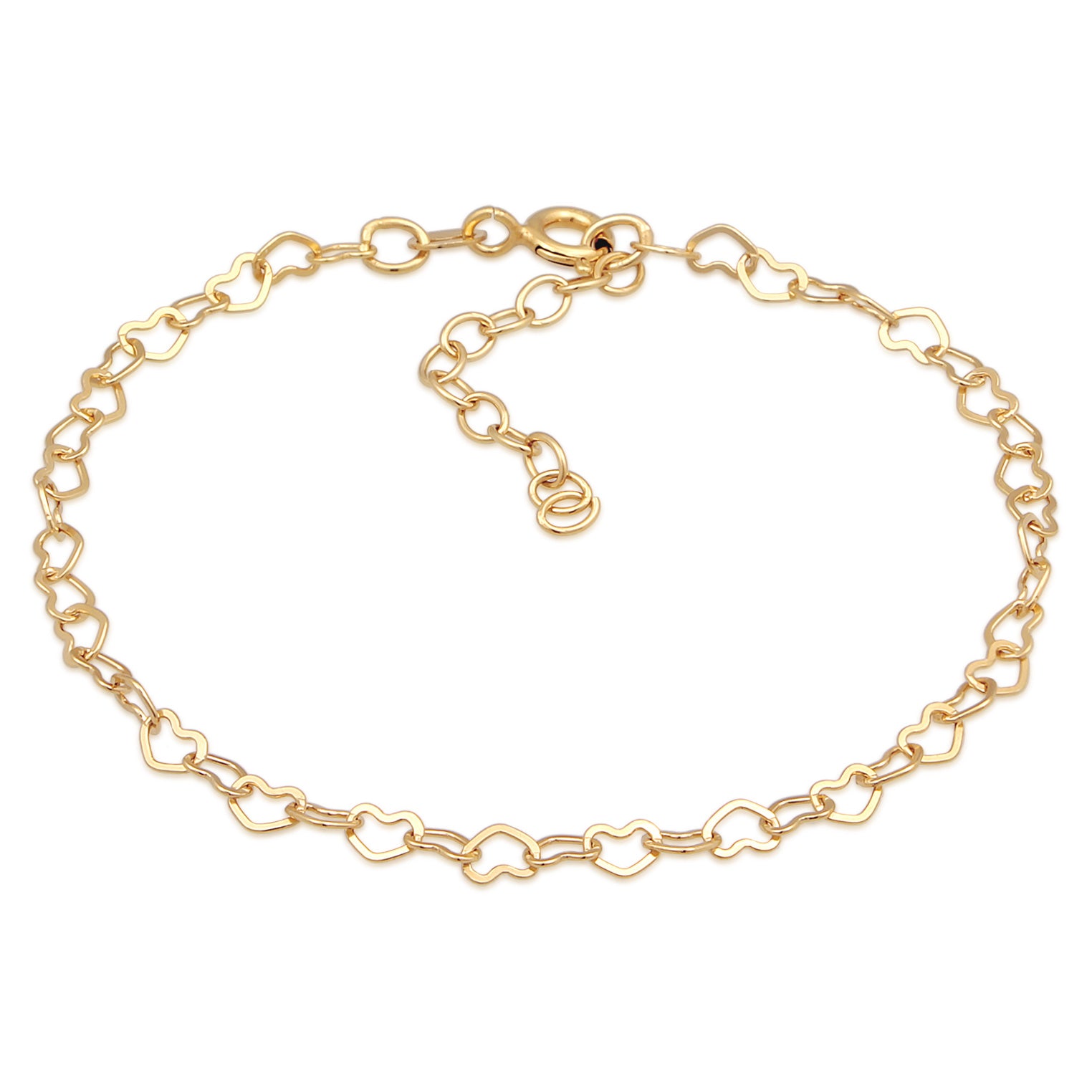 Gold Perhiasan Wanita Perak Asli - Silver Gelang Links Heart Love Connected Gold Plated