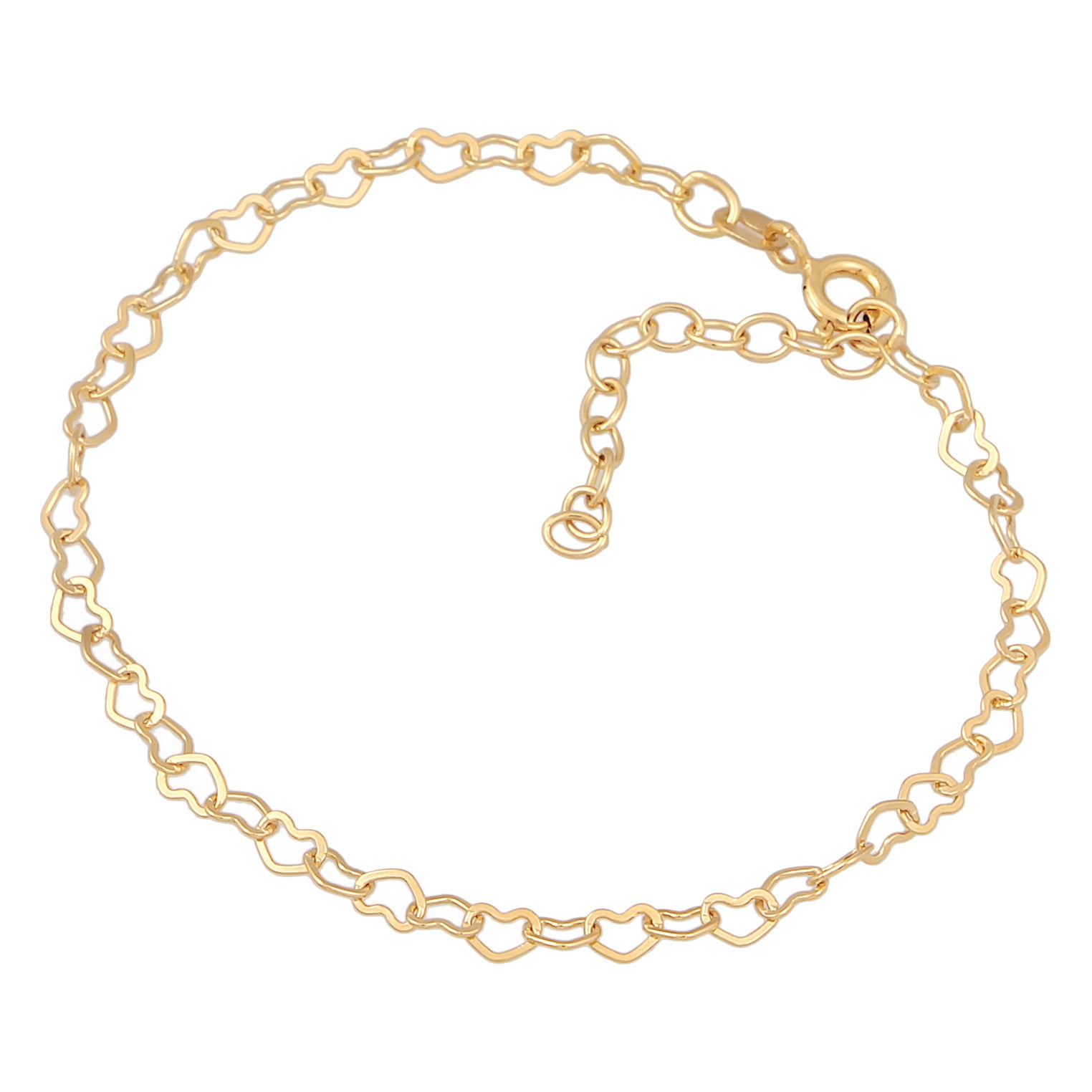 Gold Perhiasan Wanita Perak Asli - Silver Gelang Links Heart Love Connected Gold Plated