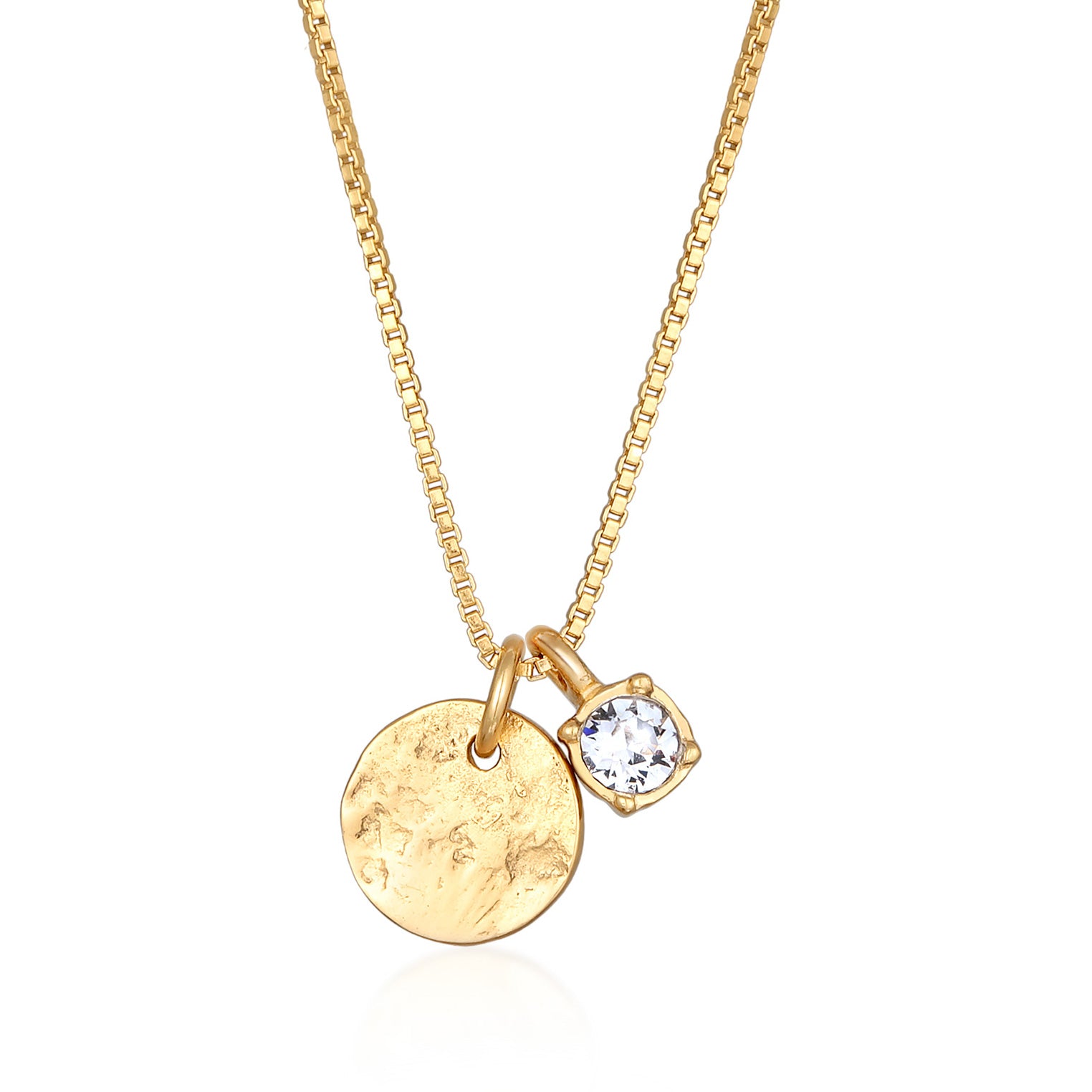 Kalung perak 925 lapis emas dengan kristal plate elegan Elli Jewelry