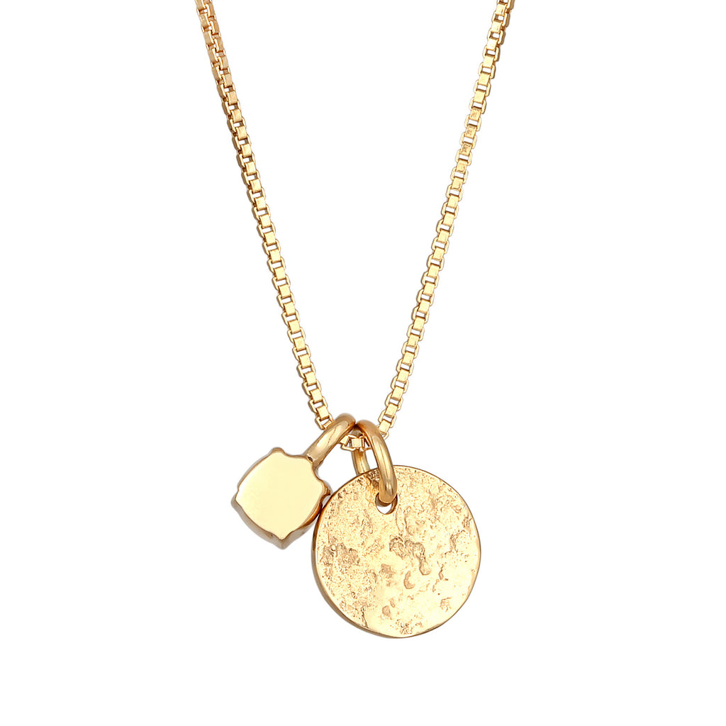 Gold Kalung Perhiasan Perak 925 Wanita Platelet Pendant Solitaire Crystal Gold Plated