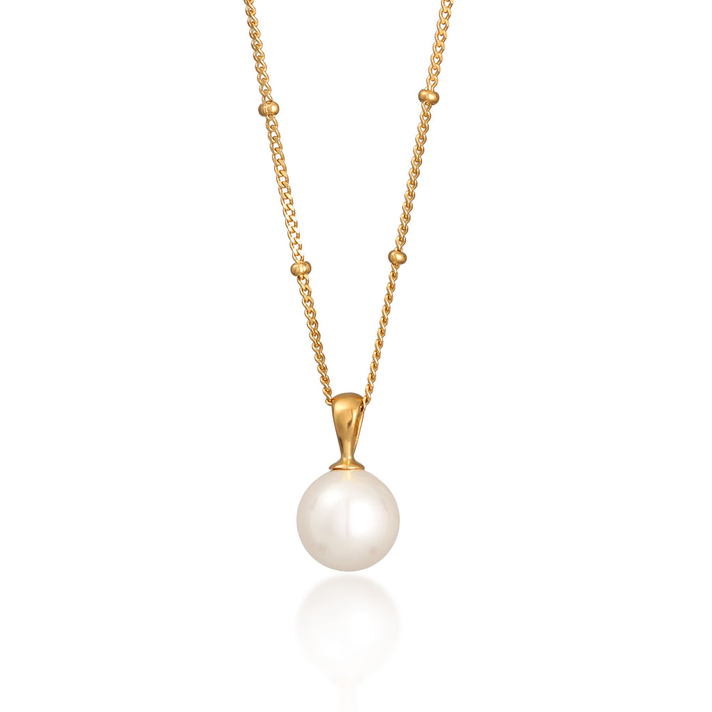 Gold Kalung Perhiasan Perak 925 Wanita Ball Shell Pearl Gold Plated
