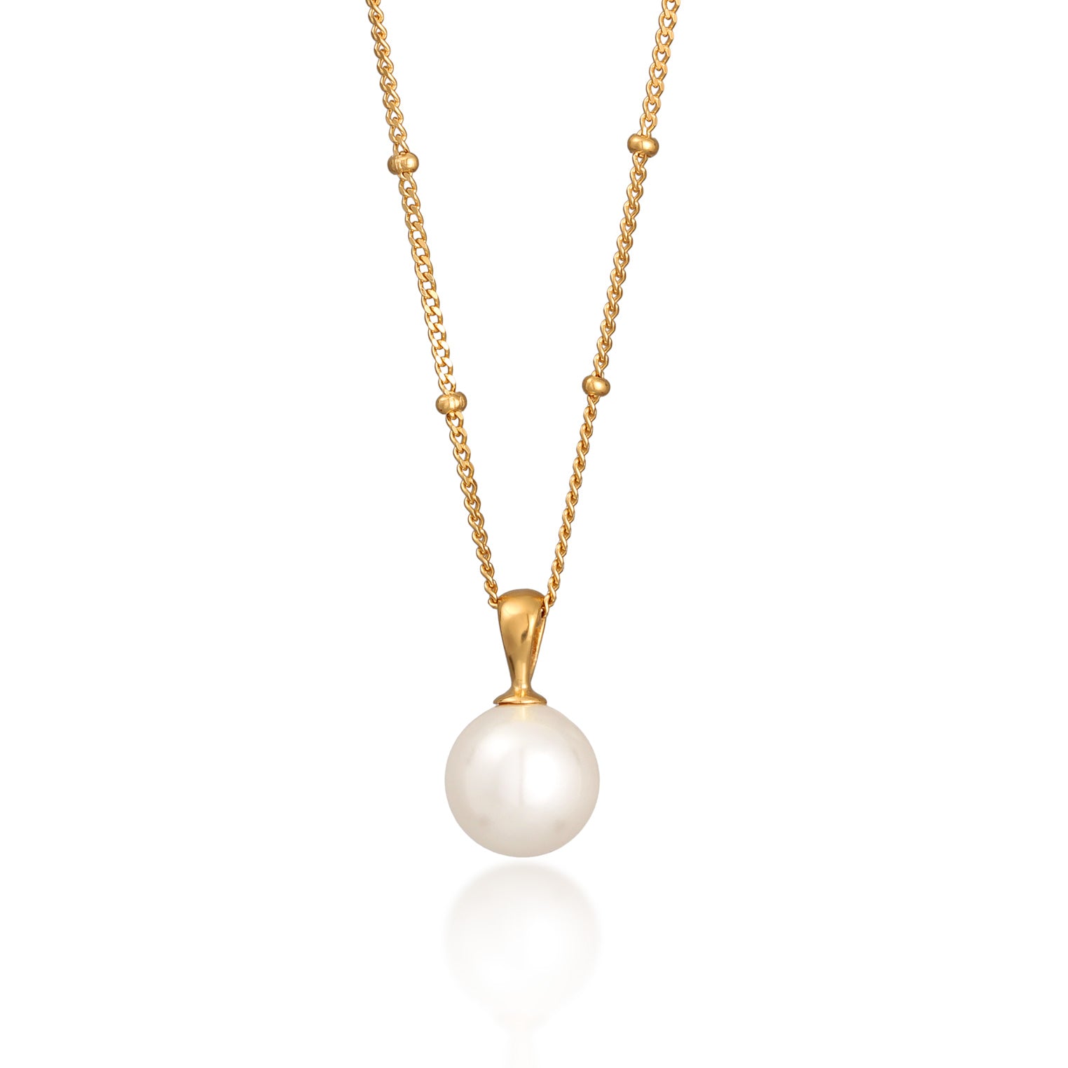Gold Kalung Perhiasan Perak 925 Wanita Ball Shell Pearl Gold Plated