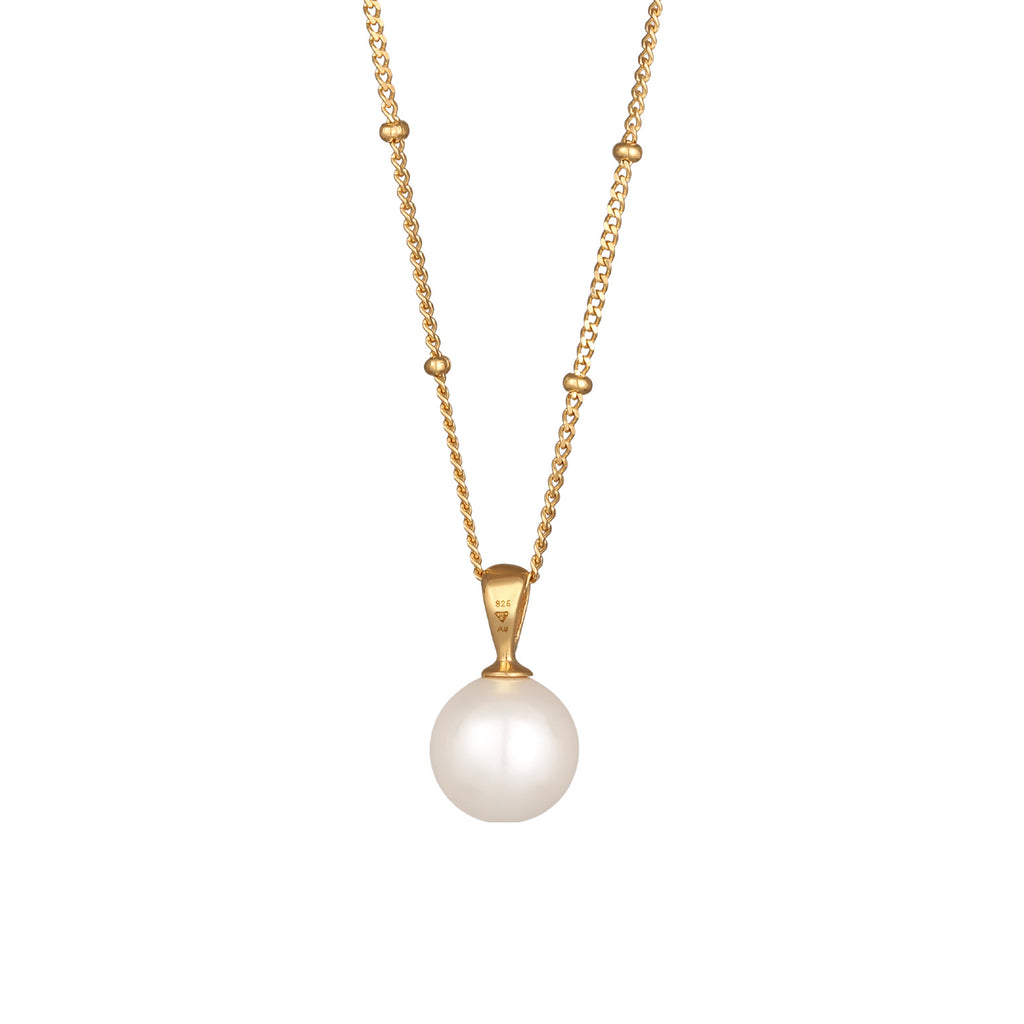 Gold Kalung Perhiasan Perak 925 Wanita Ball Shell Pearl Gold Plated