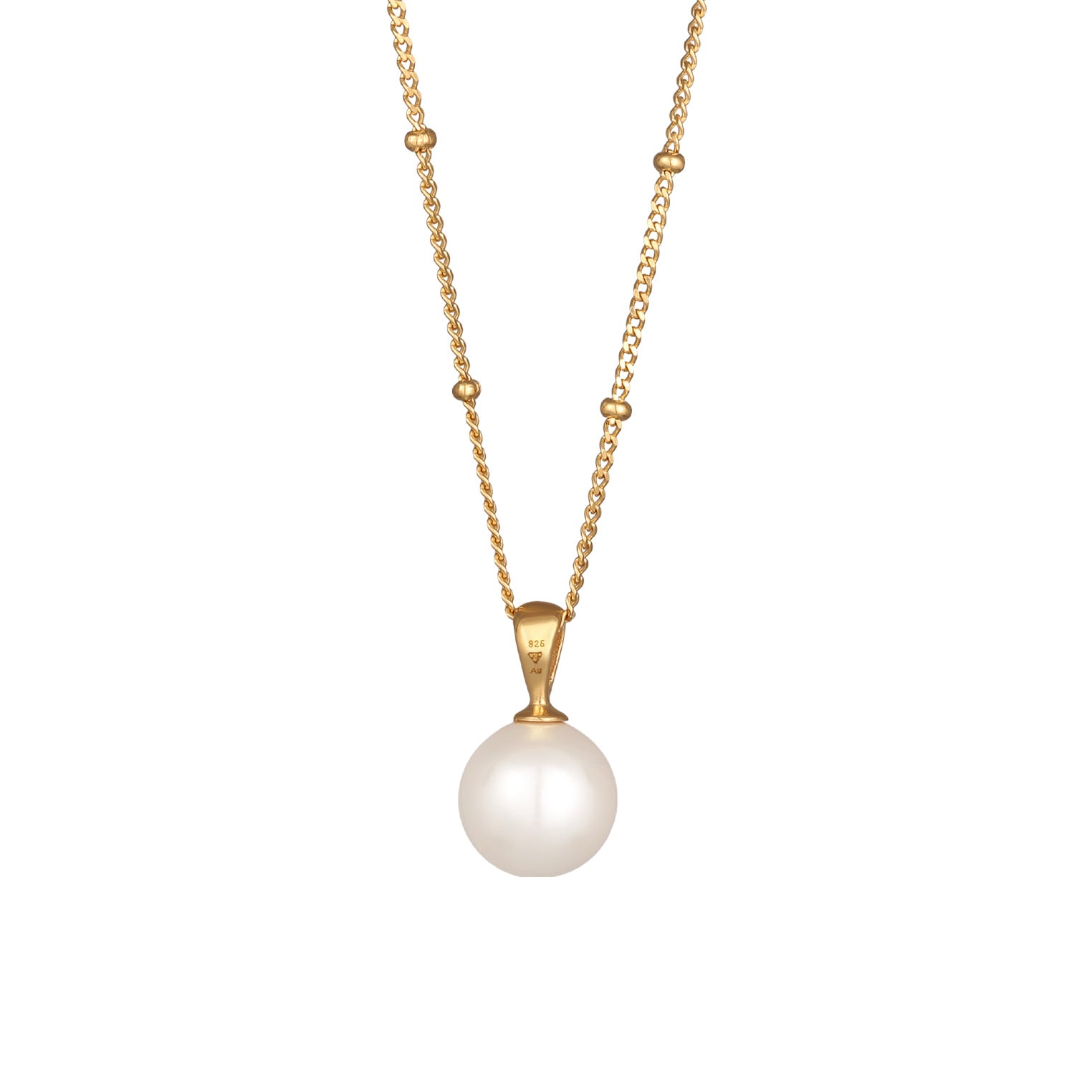 Gold Kalung Perhiasan Perak 925 Wanita Ball Shell Pearl Gold Plated