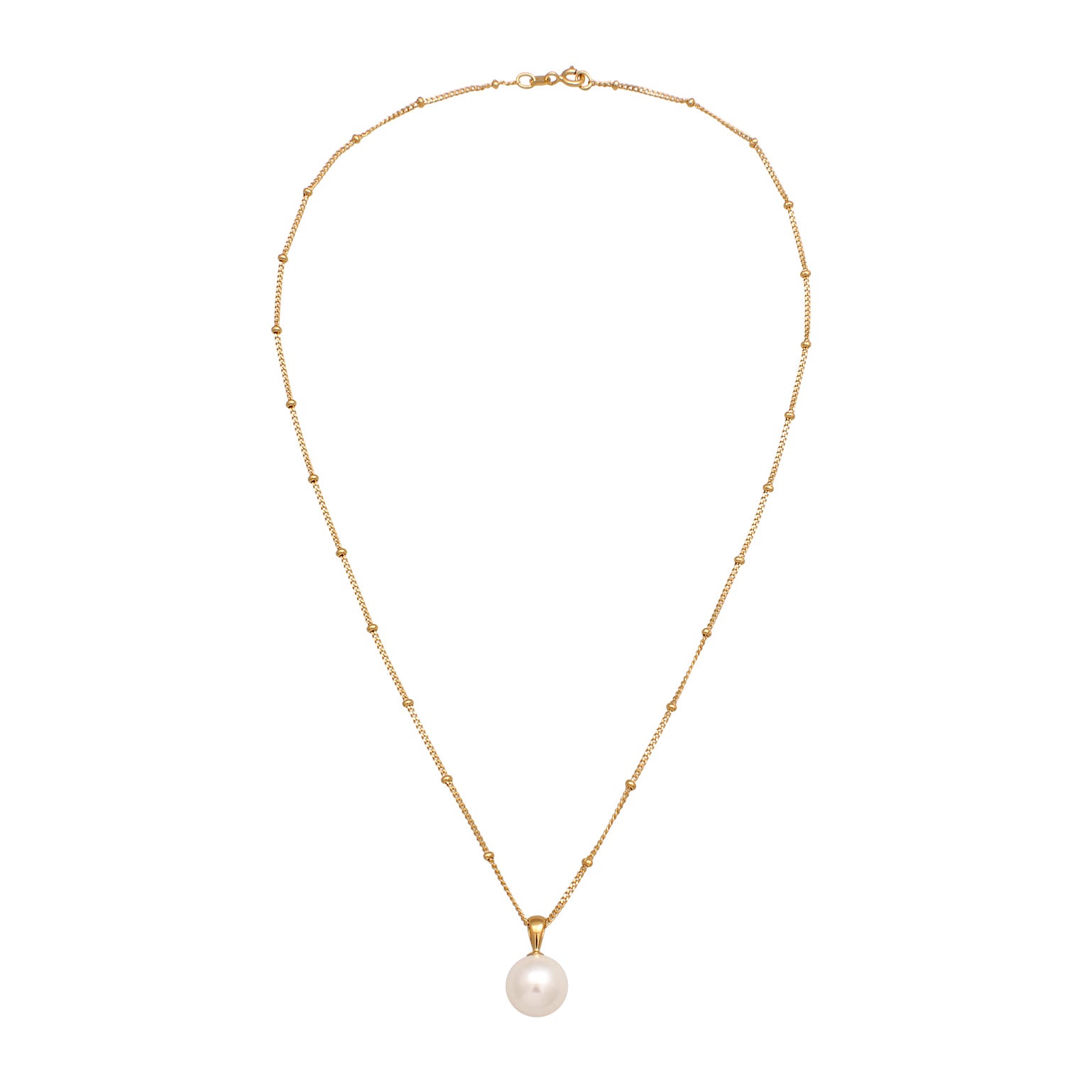 Gold Kalung Perhiasan Perak 925 Wanita Ball Shell Pearl Gold Plated