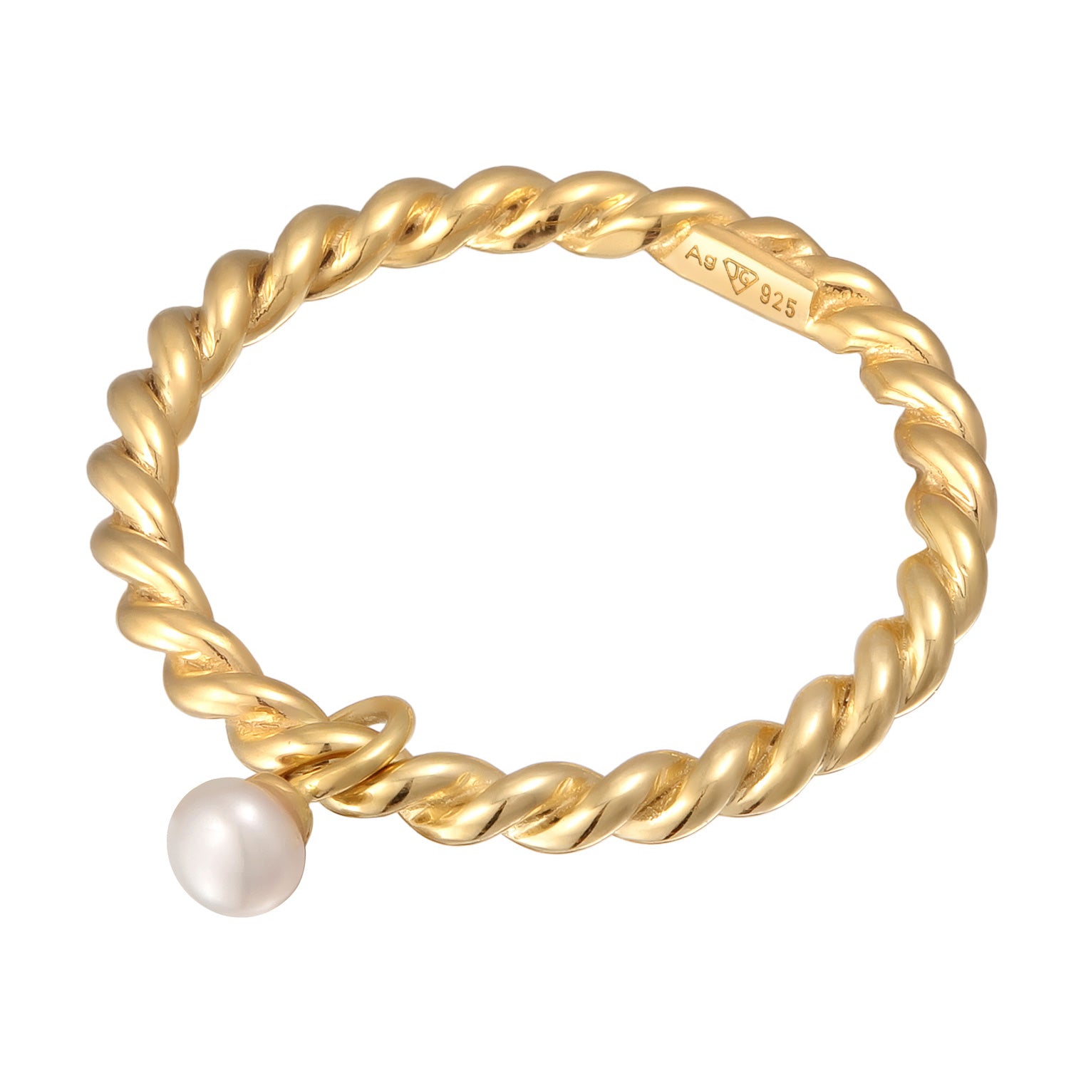 Cincin perak 925 lapis emas dengan mutiara elegan Elli Jewelry