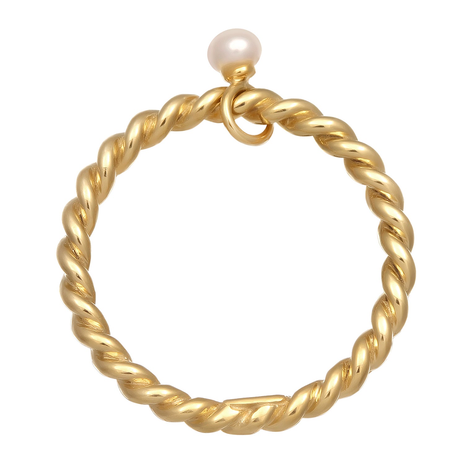 Gold Cincin Perhiasan Perak 925 Wanita Twisted Freshwater Pearl Gold Plated