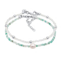 Silver Bracelet Set Beads Moon Freshwater Cultured Pearl In 925 Sterling Silver