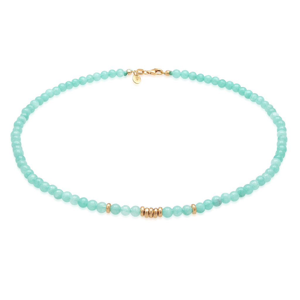 Turquoise Necklace Beads Trend Amazonite Beads In 925 Sterling Silver Gold Plated