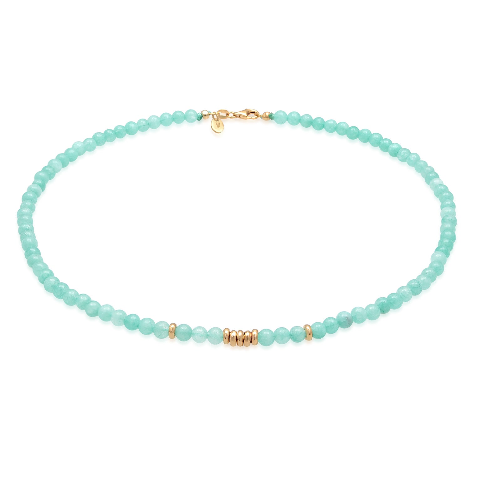 Turquoise Necklace Beads Trend Amazonite Beads In 925 Sterling Silver Gold Plated