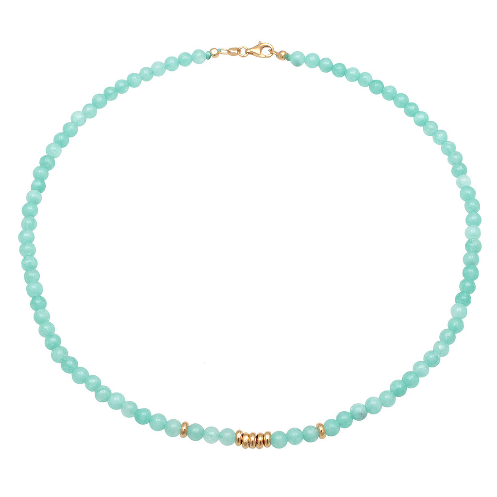 Turquoise Necklace Beads Trend Amazonite Beads In 925 Sterling Silver Gold Plated
