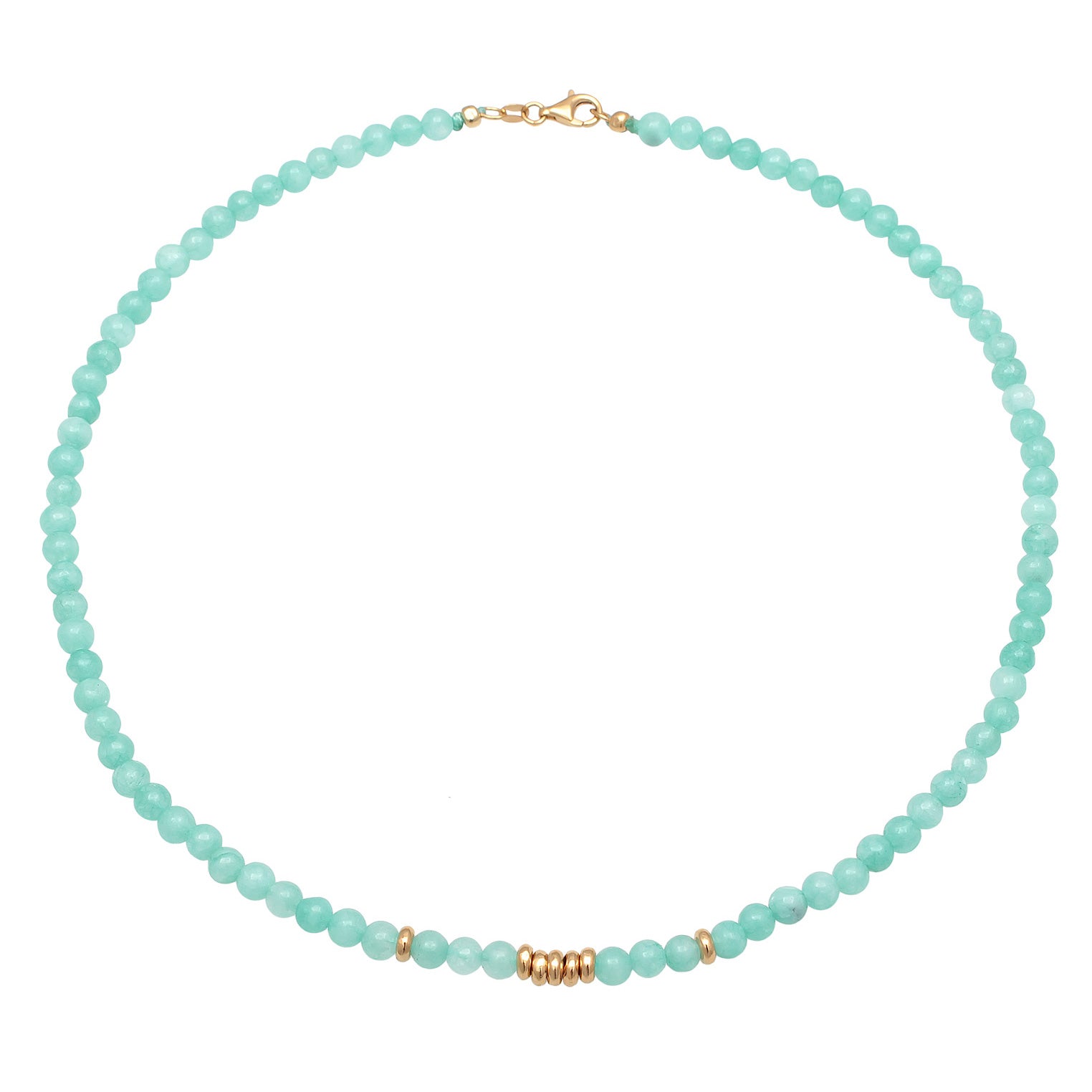 Turquoise Necklace Beads Trend Amazonite Beads In 925 Sterling Silver Gold Plated