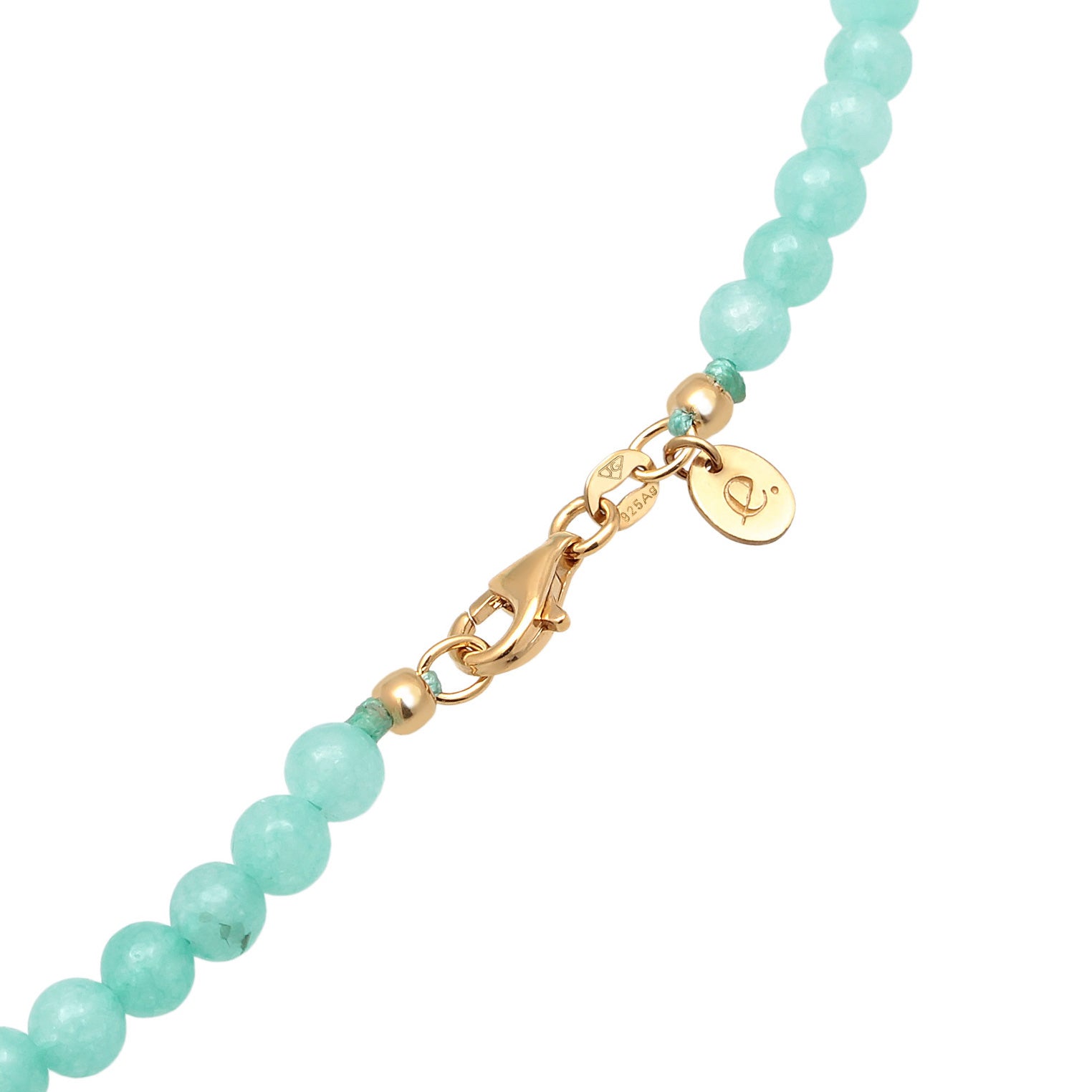 Turquoise Necklace Beads Trend Amazonite Beads In 925 Sterling Silver Gold Plated