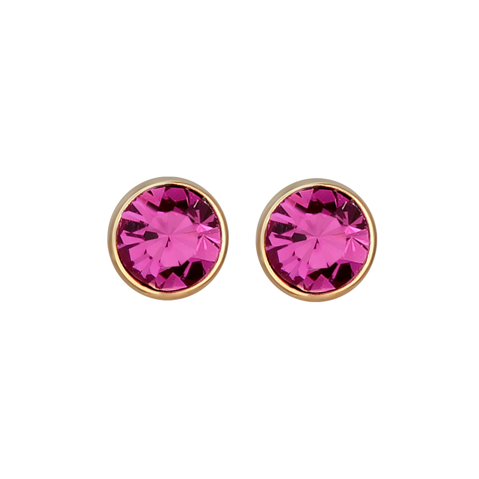 Pink Anting Perhiasan Perak 925 Wanita Stud Basic Crystals Pink Gold Plated