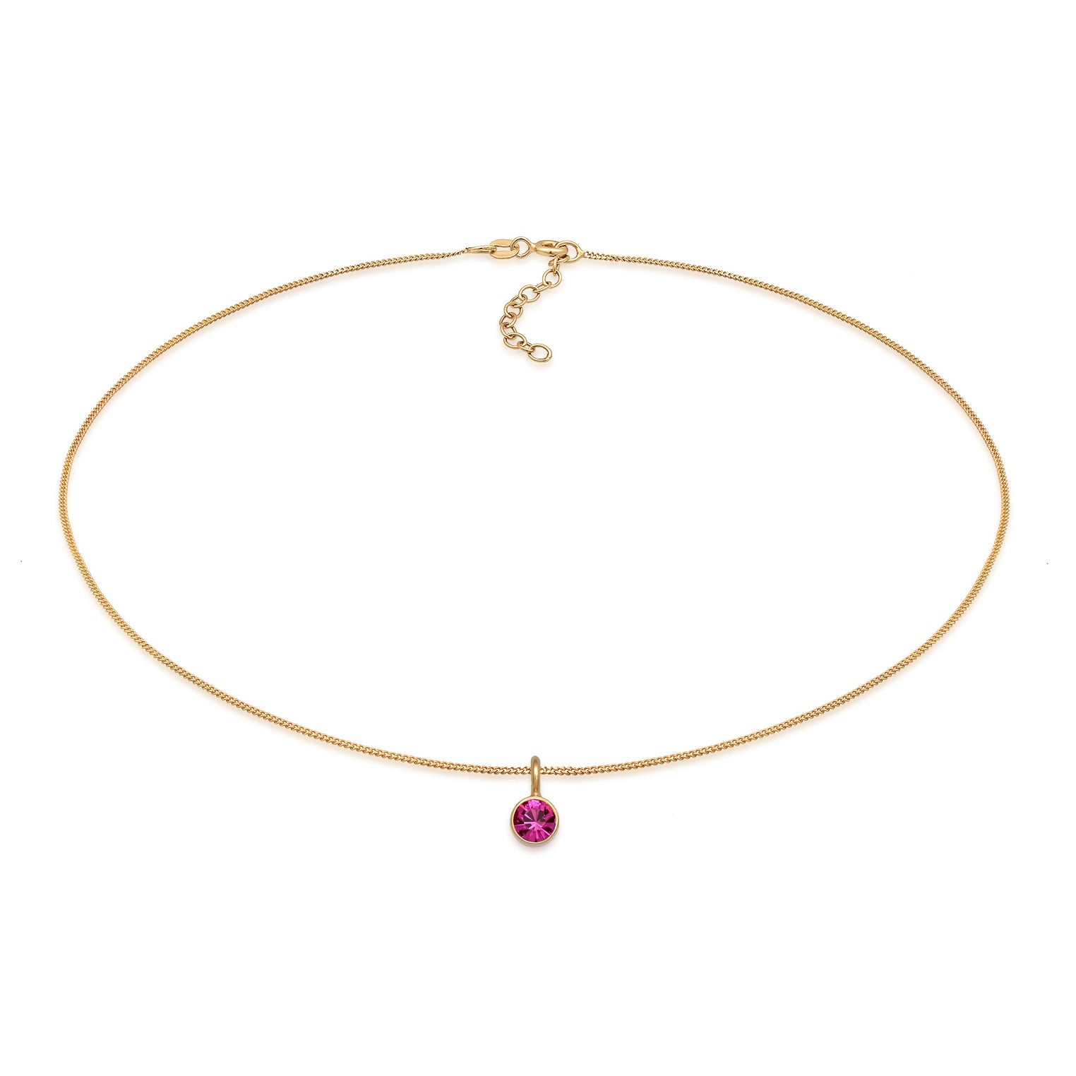 Gold Kalung Perhiasan Perak 925 Wanita Circle Choker Crystals Pink Gold Plated