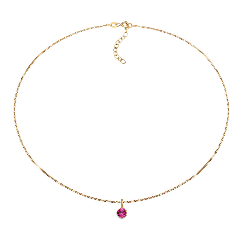 Gold Kalung Perhiasan Perak 925 Wanita Circle Choker Crystals Pink Gold Plated