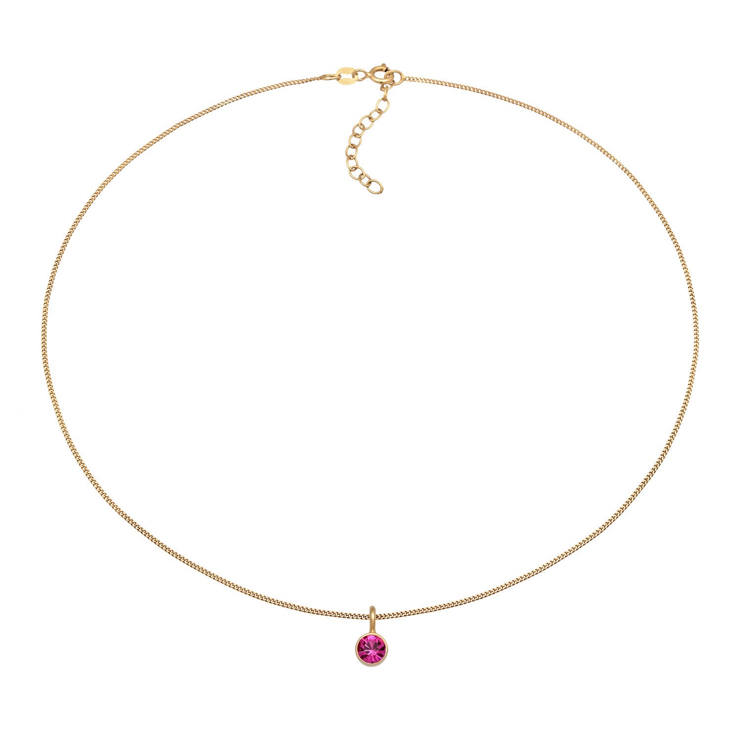 Gold Kalung Perhiasan Perak 925 Wanita Circle Choker Crystals Pink Gold Plated