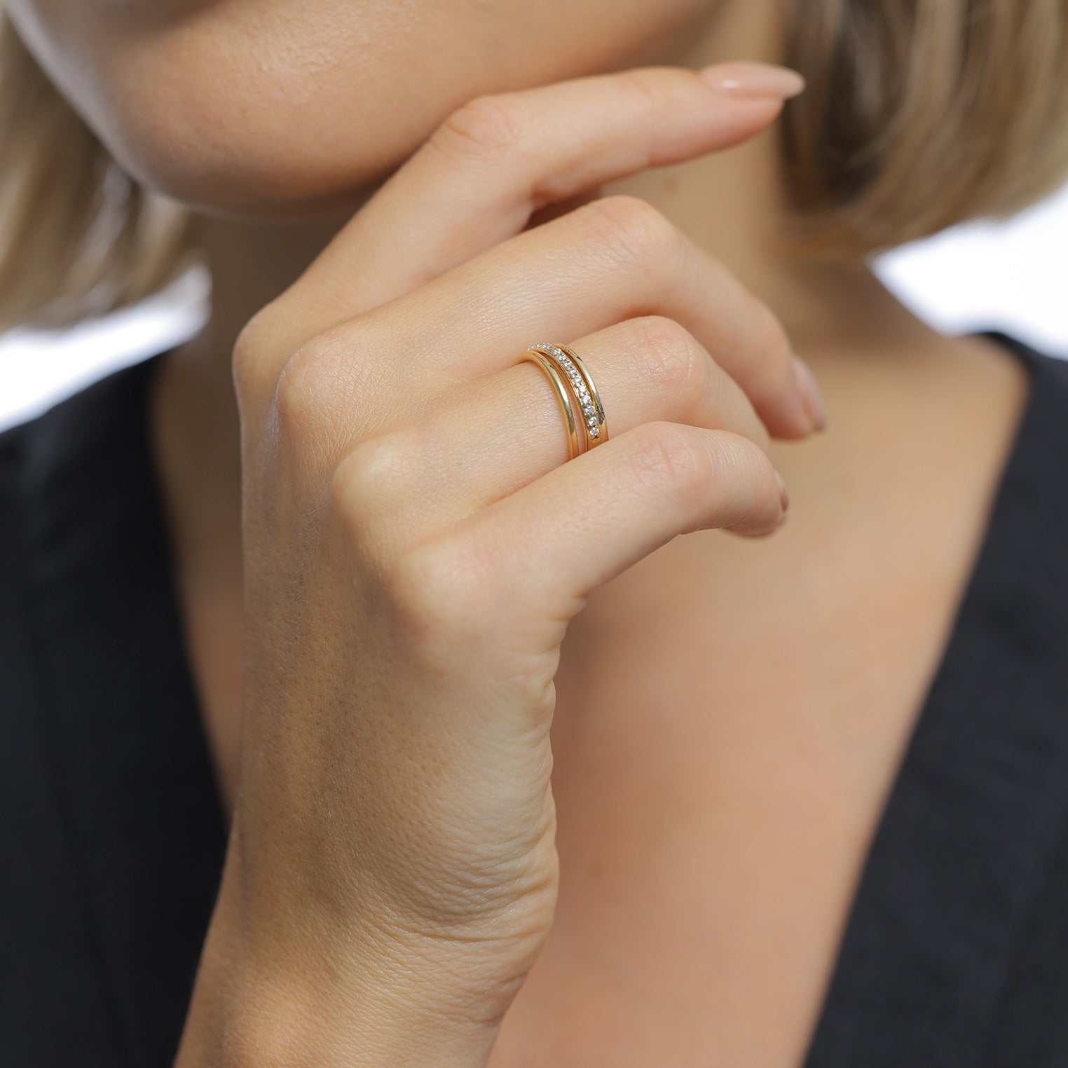 Gold Cincin Perhiasan Perak 925 Wanita Sparkling Zirconia Gold Plated