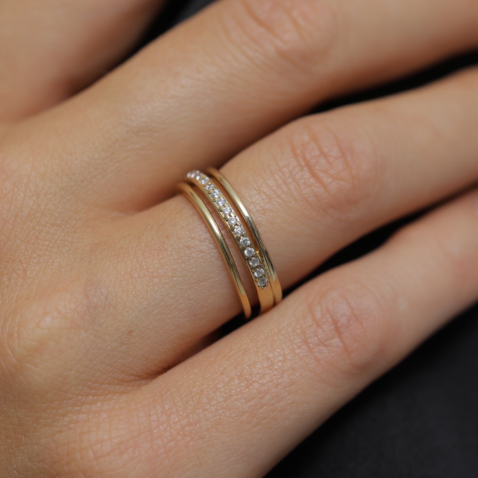 Gold Cincin Perhiasan Perak 925 Wanita Sparkling Zirconia Gold Plated