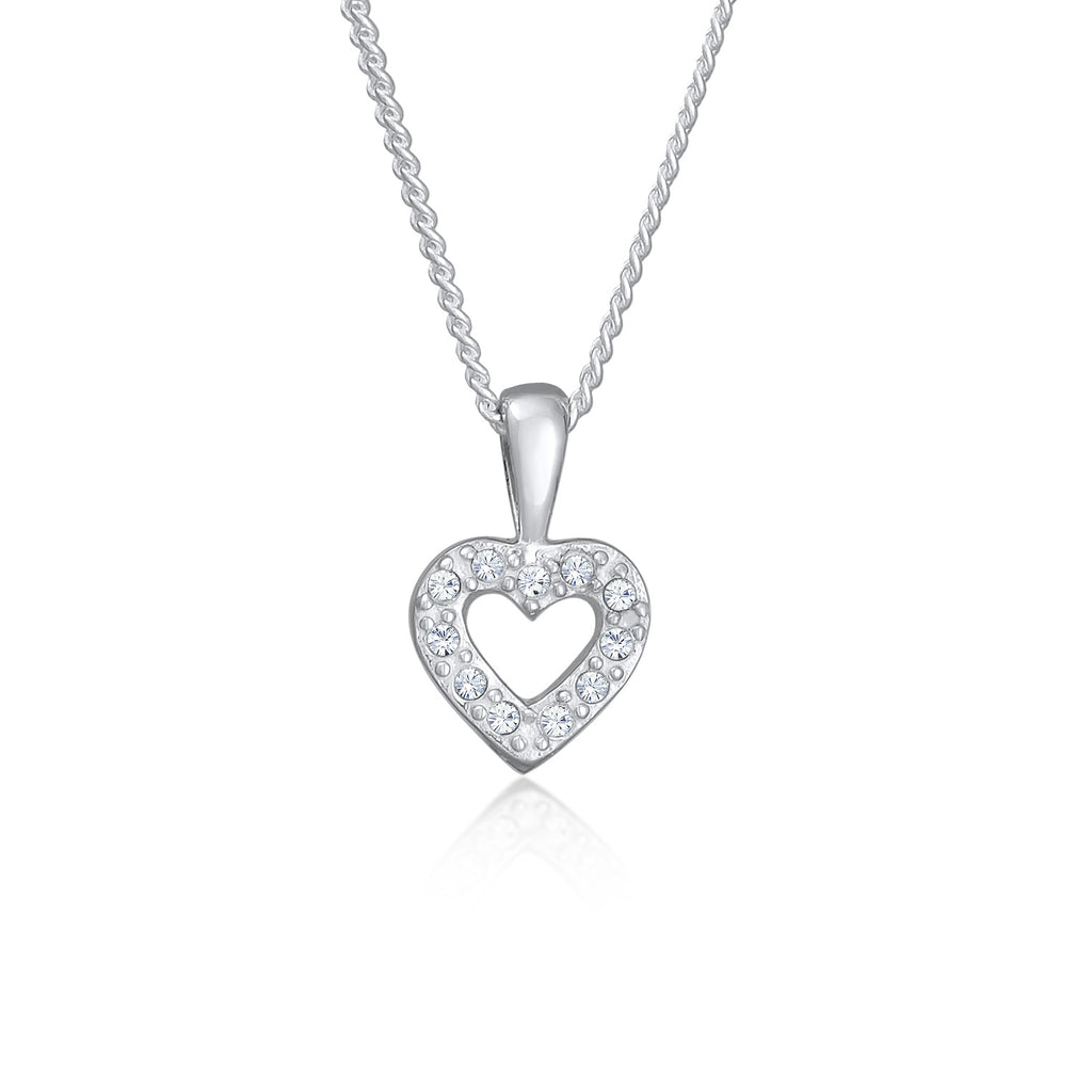 Silver Necklace Heart Sparkling In 925 Sterling Silver Embellished Crystal by Swarovski®