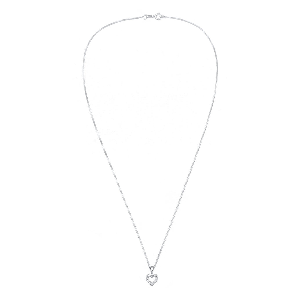 Silver Necklace Heart Sparkling In 925 Sterling Silver Embellished Crystal by Swarovski®