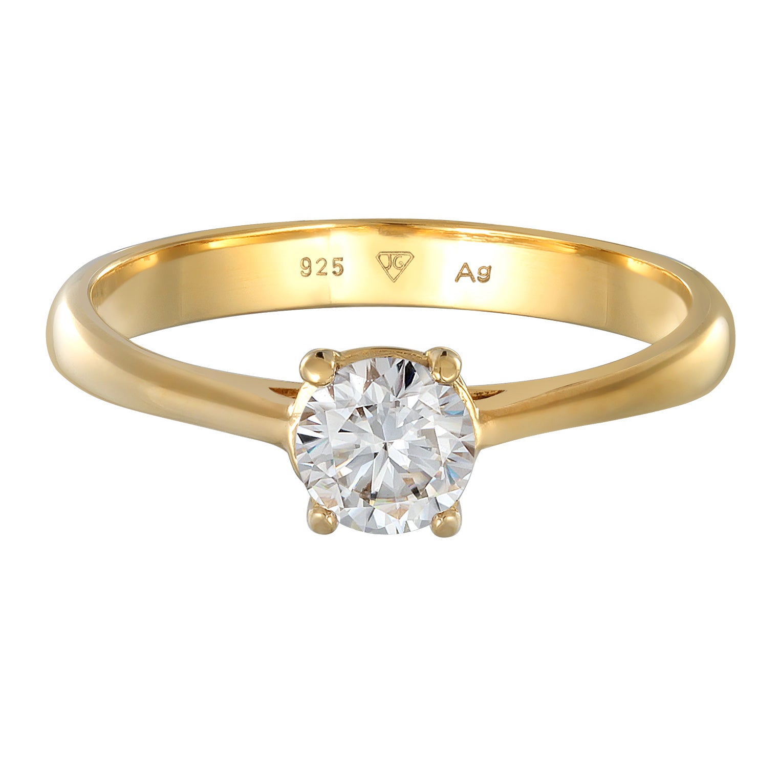 Gold Cincin Perhiasan Perak 925 Wanita Engagement Classic Gold Plated