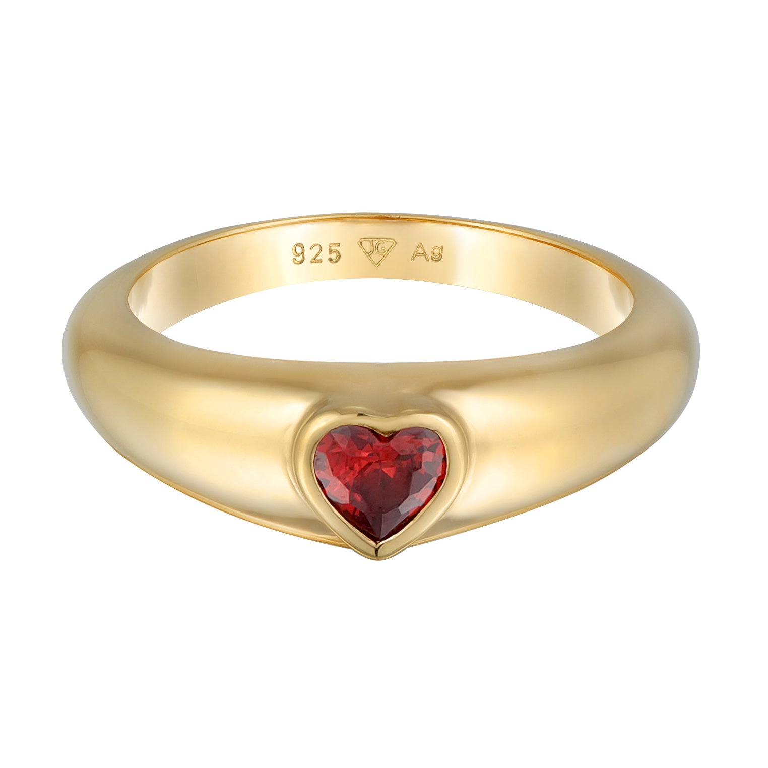 Red Perhiasan Wanita Perak Asli - Silver Cincin Band Heart Love With Zirconia Gold Plated