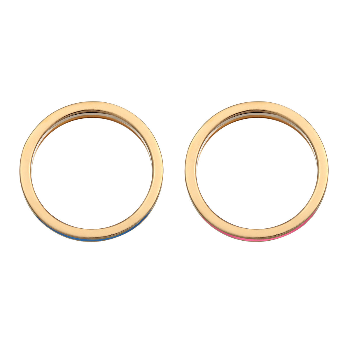 Blue - Elli | Ring Band Set Basic Enamel Blue 925 Sterling Silver Gold Plated