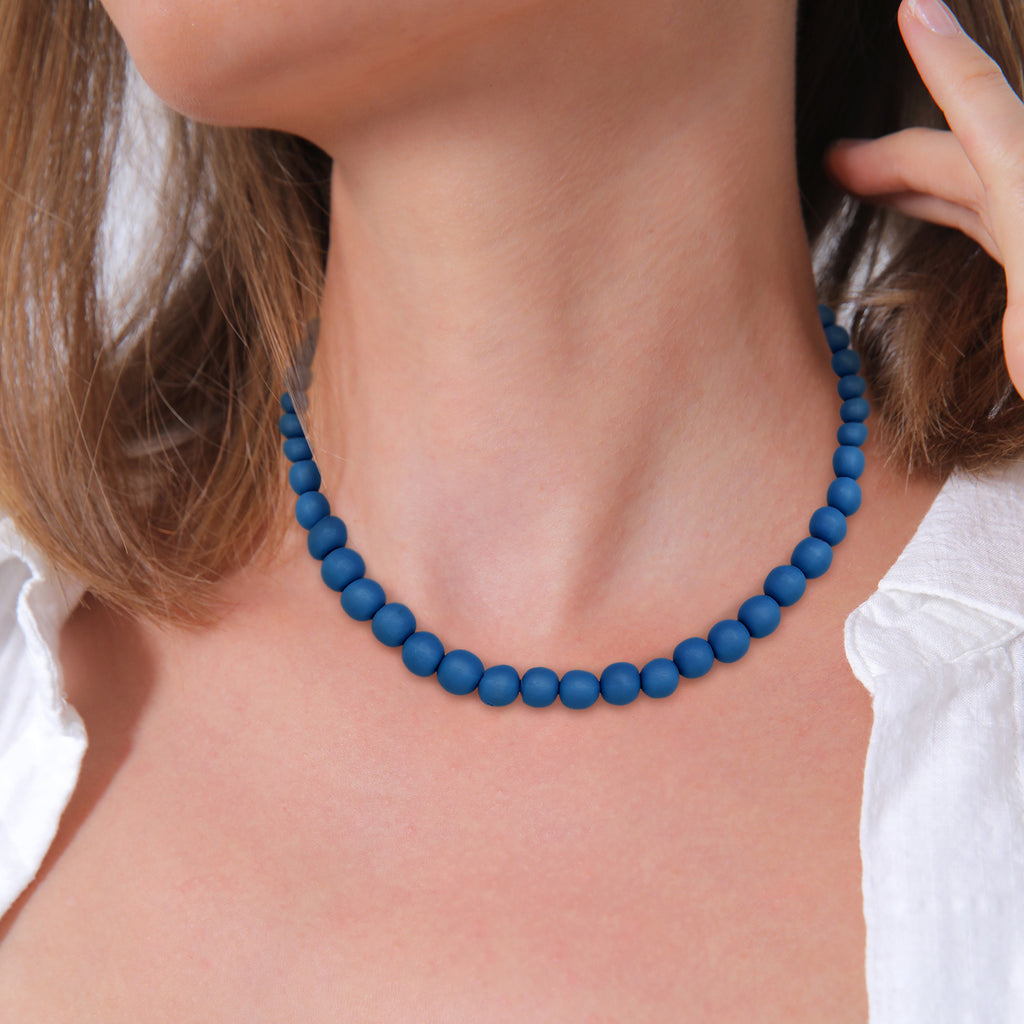 Ladies Trend Basic with resin pearls blue in 925 Sterling Silver