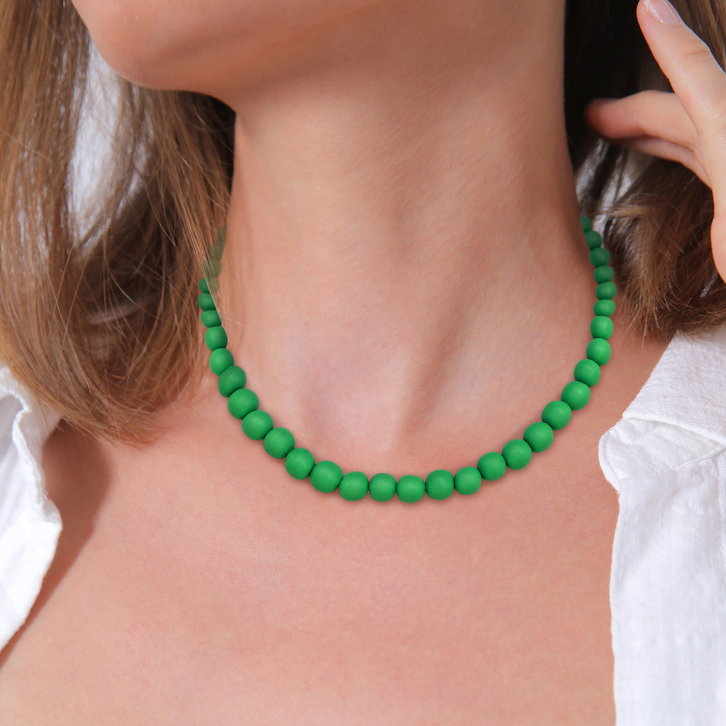 Ladies Trend Basic with resin Beads green in 925 Sterling Silver