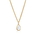 Drop Necklace 925 Silver Gold Plated White Zirconia