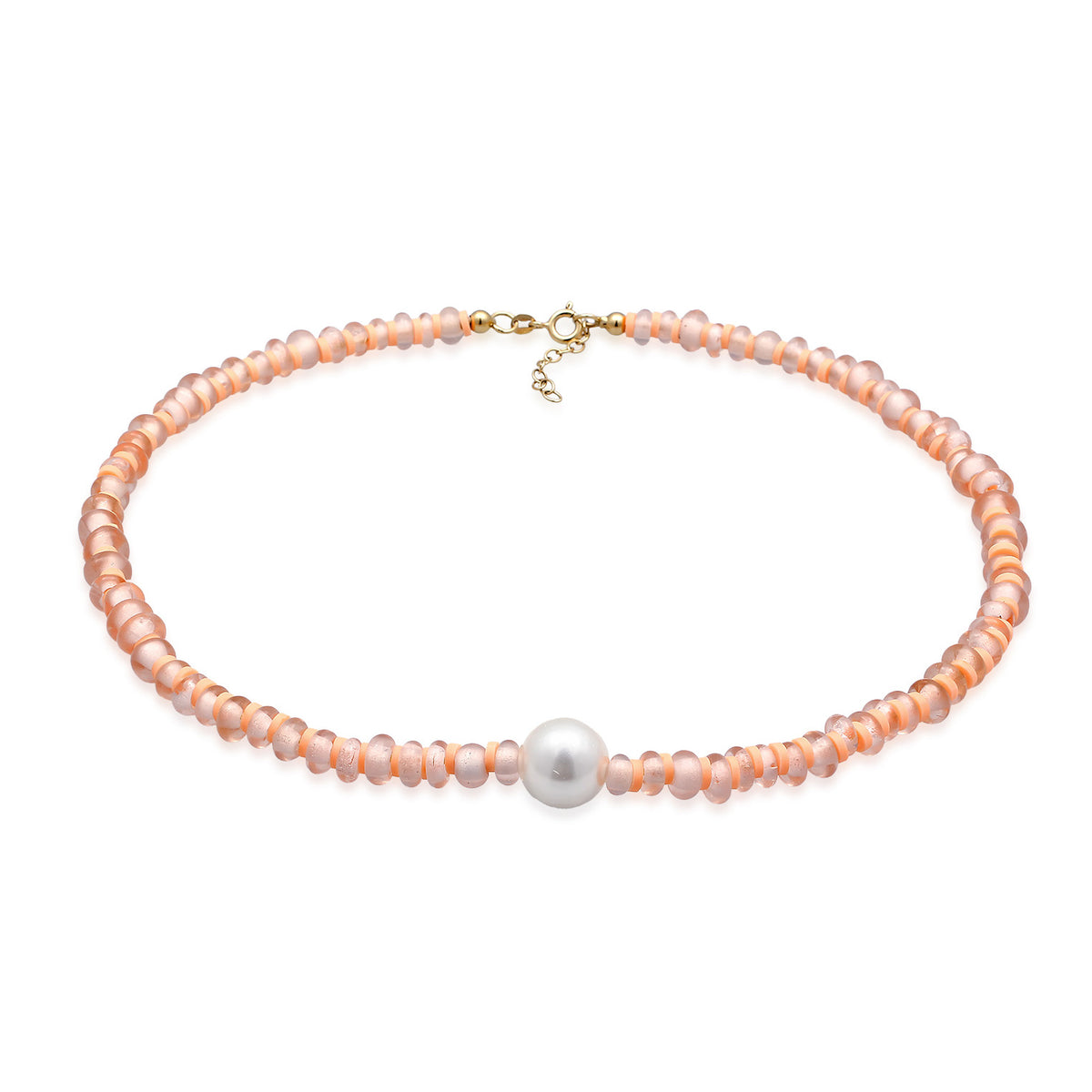 Ladies Disc Beads with Shell Core Pearl and heishi Beads in 925 Sterling Silver Gold Plated