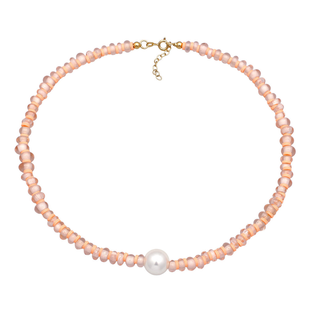 Ladies Disc Beads with Shell Core Pearl and heishi Beads in 925 Sterling Silver Gold Plated