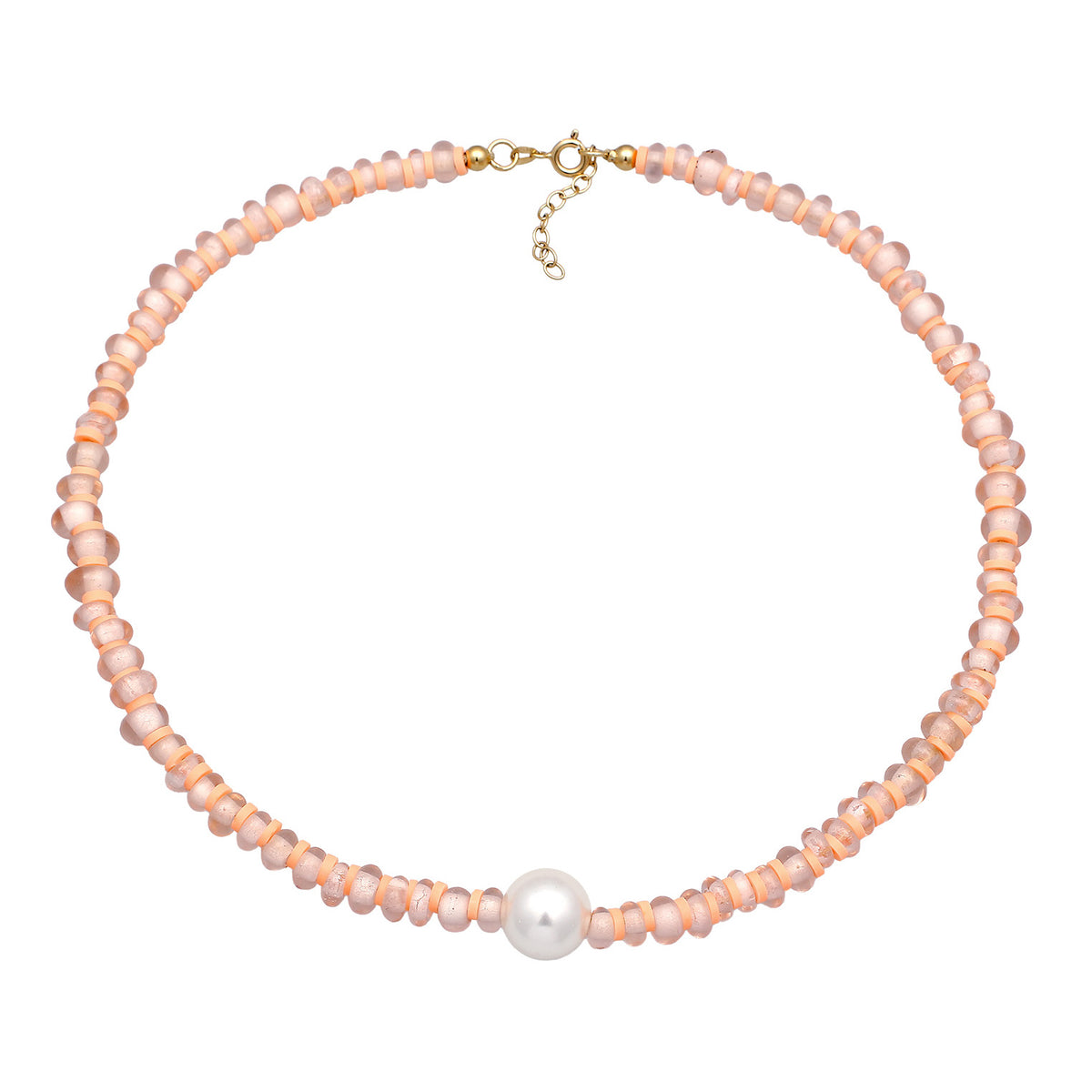Ladies Disc Beads with Shell Core Pearl and heishi Beads in 925 Sterling Silver Gold Plated