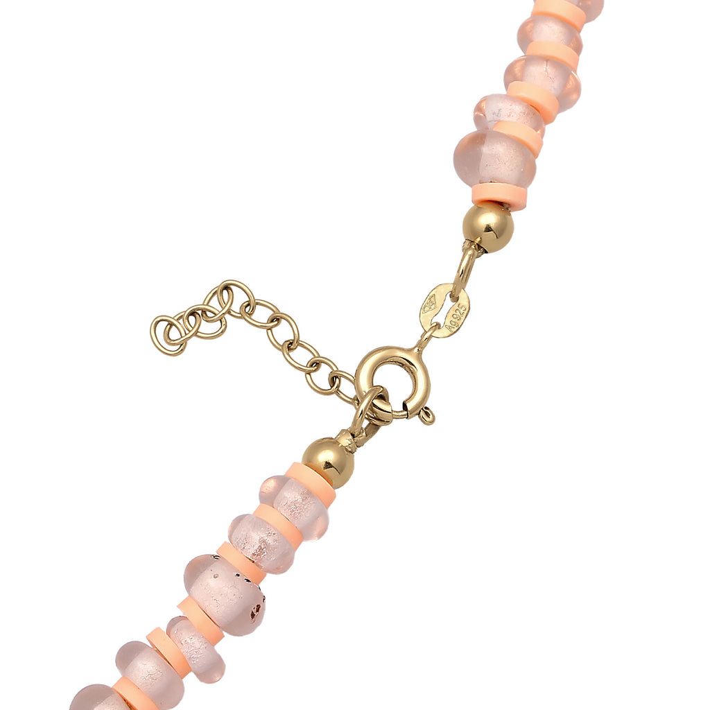 Ladies Disc Beads with Shell Core Pearl and heishi Beads in 925 Sterling Silver Gold Plated