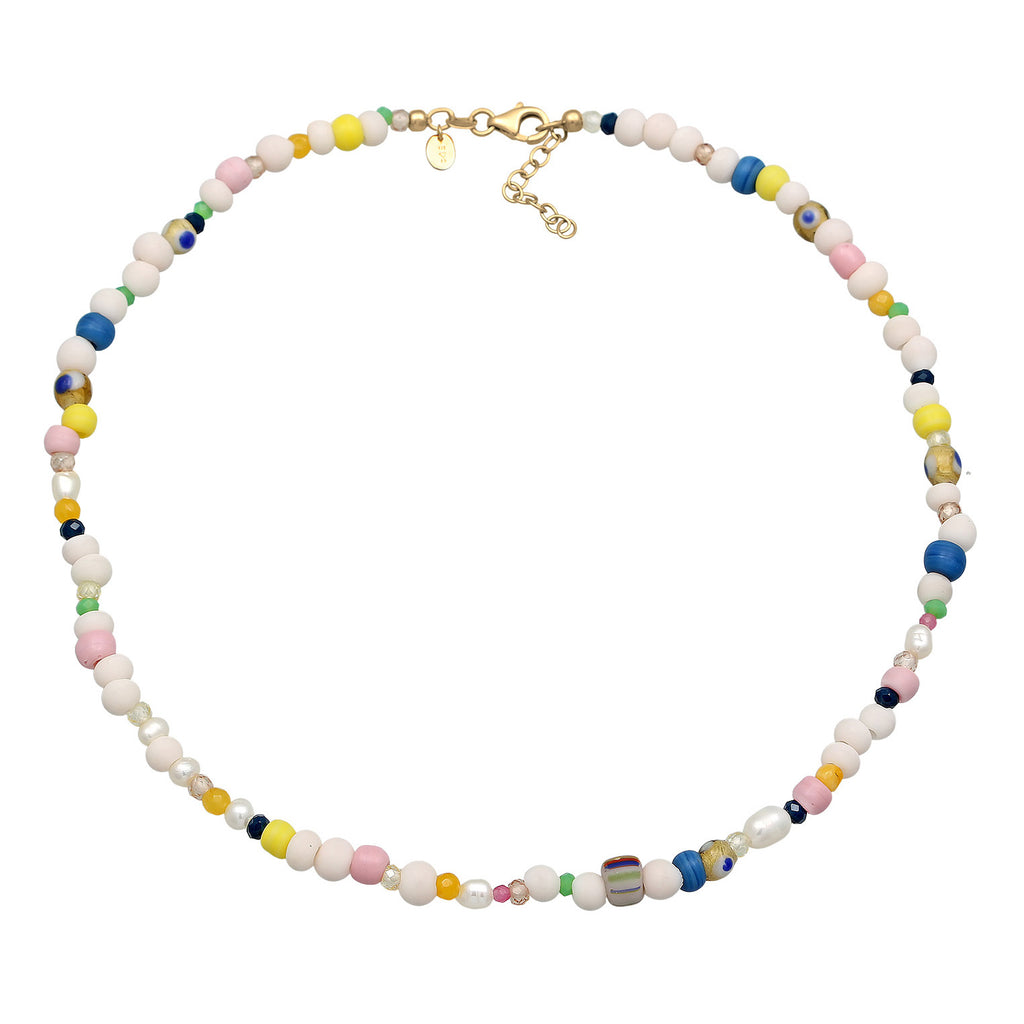 Colored Perhiasan Wanita Perak Asli - Silver Kalung Choker Symbol dengan Crystal Zircon dan Agate