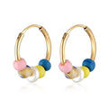 Elli PREMIUM earrings Ladies creoles Beads Trend in 925 sterling silver gold plated