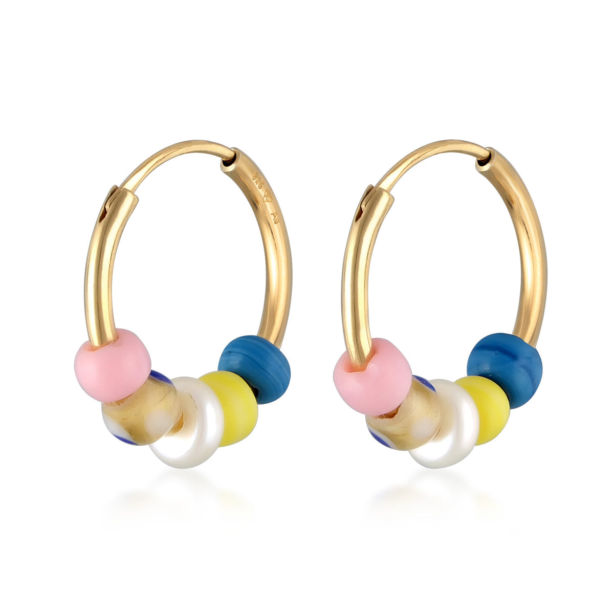 Elli PREMIUM earrings Ladies creoles Beads Trend in 925 sterling silver gold plated