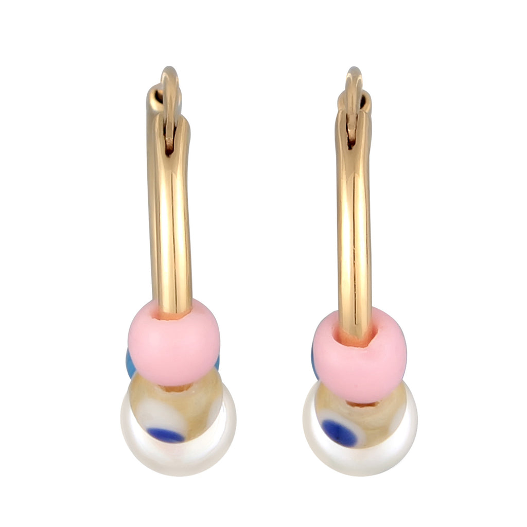 Elli PREMIUM earrings Ladies creoles Beads Trend in 925 sterling silver gold plated
