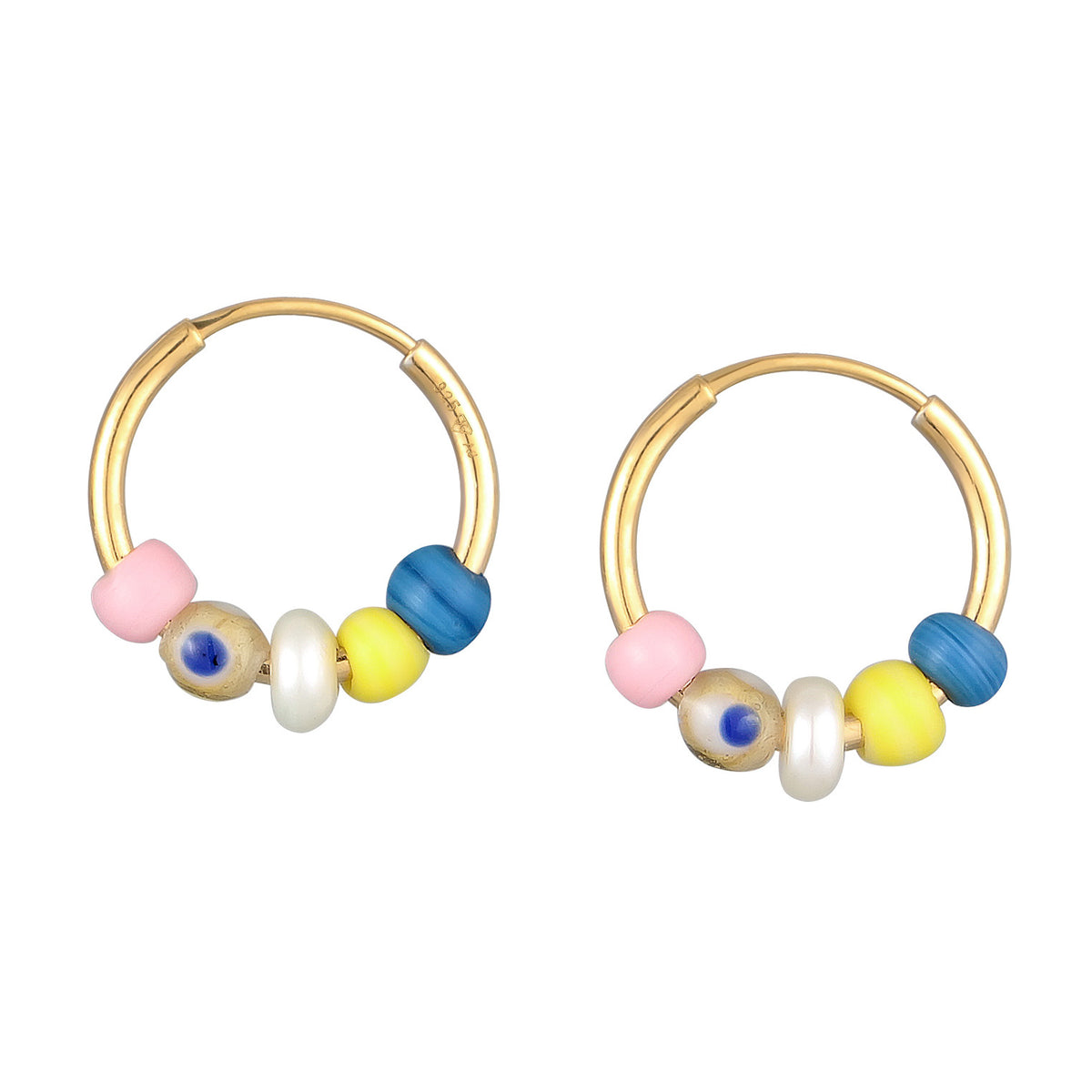 Elli PREMIUM earrings Ladies creoles Beads Trend in 925 sterling silver gold plated