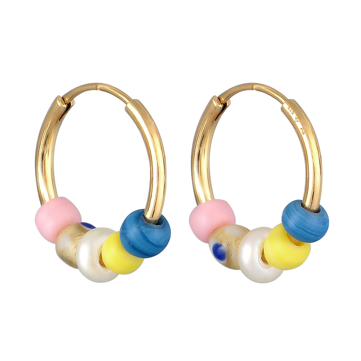 Elli PREMIUM earrings Ladies creoles Beads Trend in 925 sterling silver gold plated