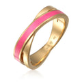 Cincin perak 925 lapis emas dengan motif enamel pink elegan Elli Jewelry