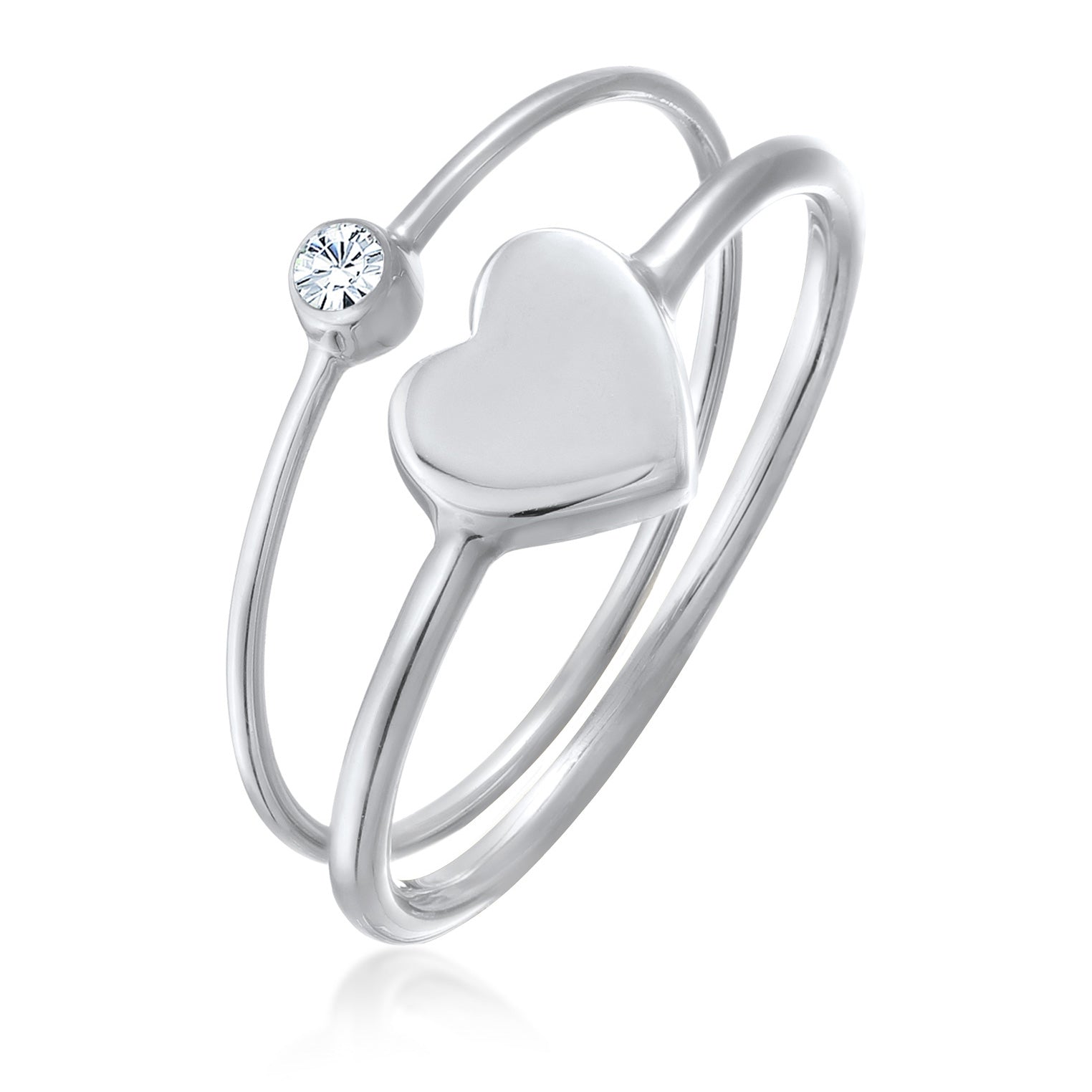 Silver Perhiasan Wanita Perak Asli Cincin Heart Crystals