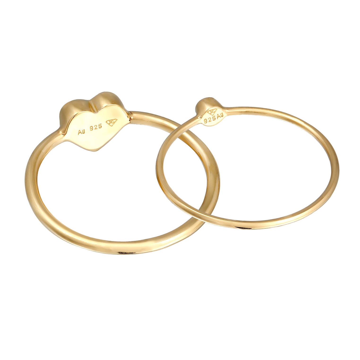 Gold Perhiasan Wanita Perak Asli Lapis Emas Cincin Heart Crystals