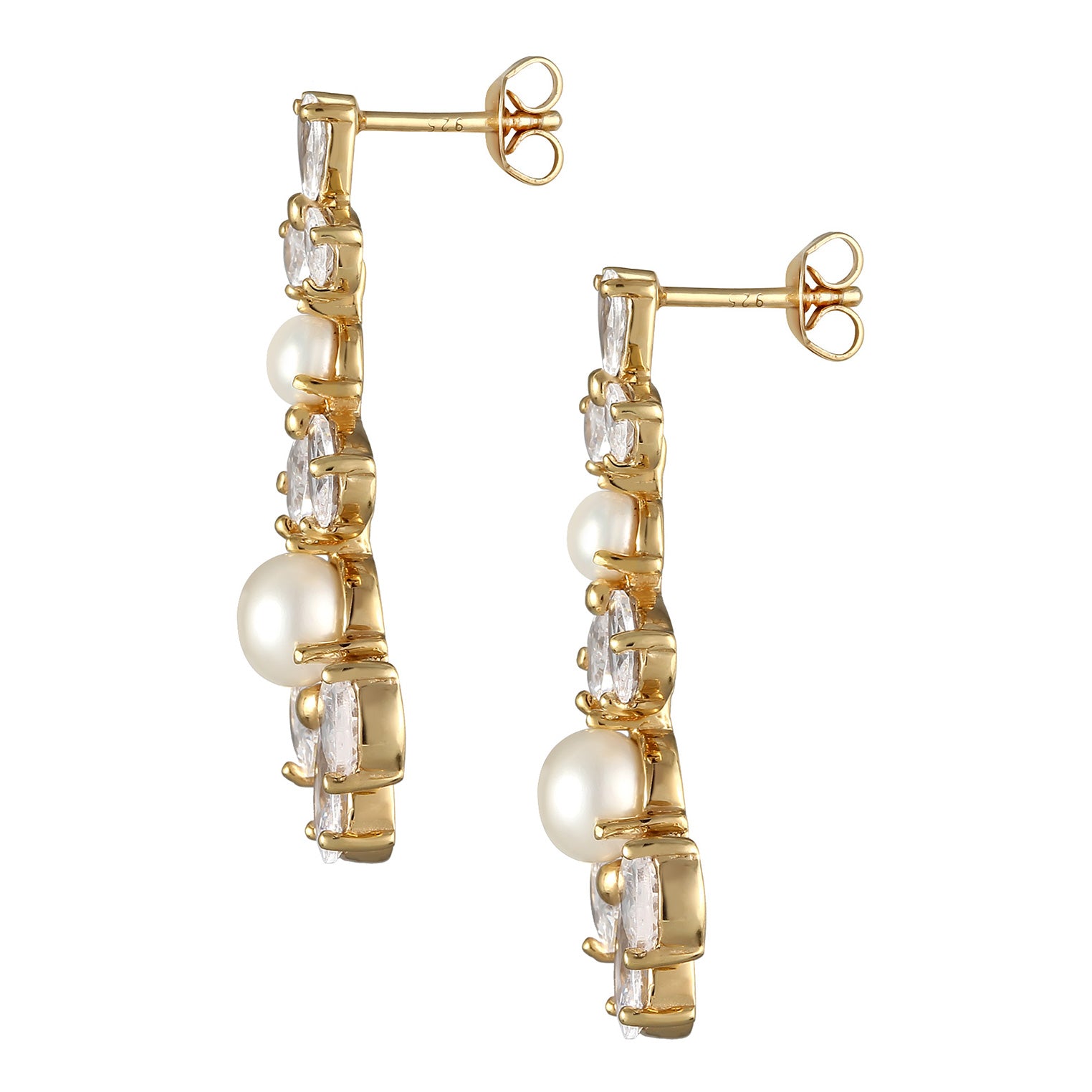 Gold Perhiasan Wanita Perak Asli - Silver Anting Flower Zirconia Gold Plated
